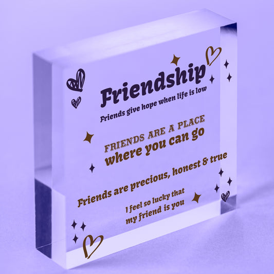 Handmade Friendship Sign Best Friend Plaque Wooden Heart Thank You Birthday Gift Free-Standing Block