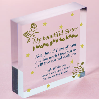 Sister Birthday Card Gift Wood Heart Sister Gifts For Christmas Best Friend Sign Free-Standing Block