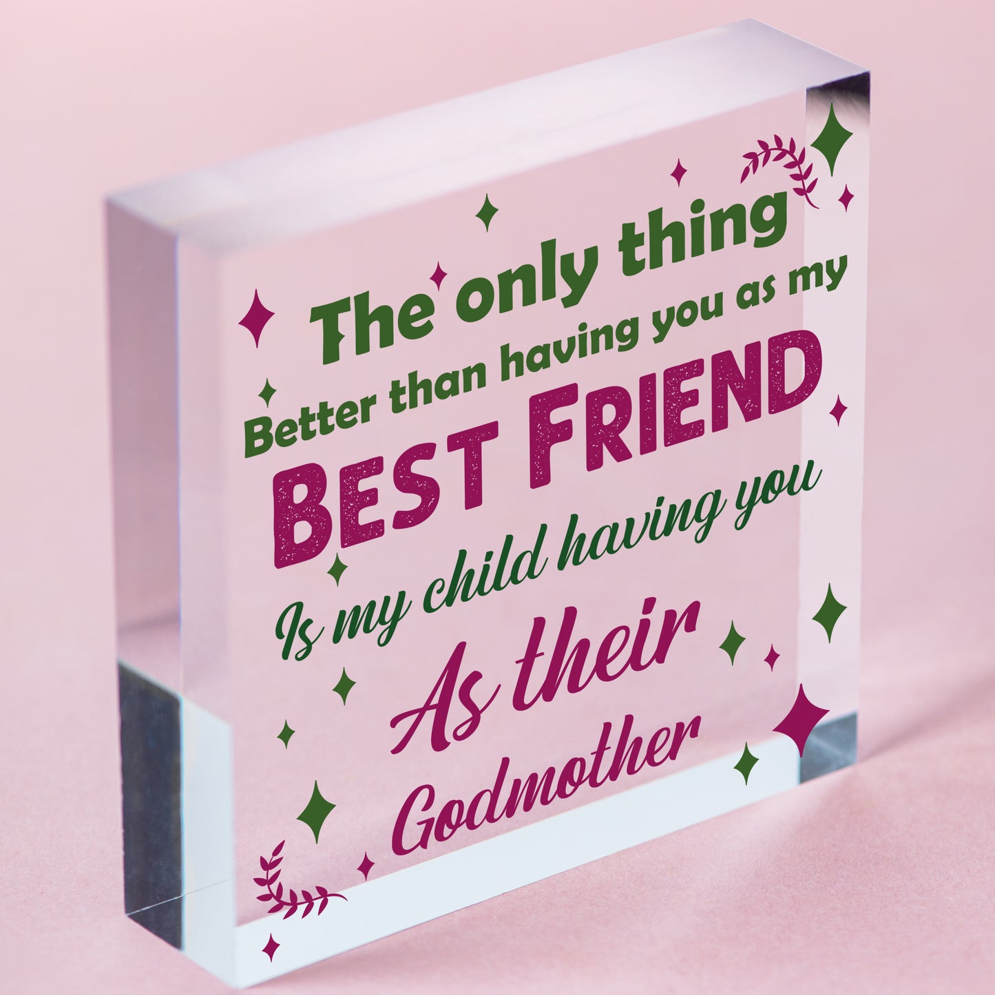 Best Friend Godmother Gifts Wooden Heart Plaque Thank You Friendship Keepsake Free-Standing Block