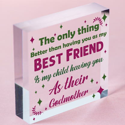 Best Friend Godmother Gifts Wooden Heart Plaque Thank You Friendship Keepsake Free-Standing Block