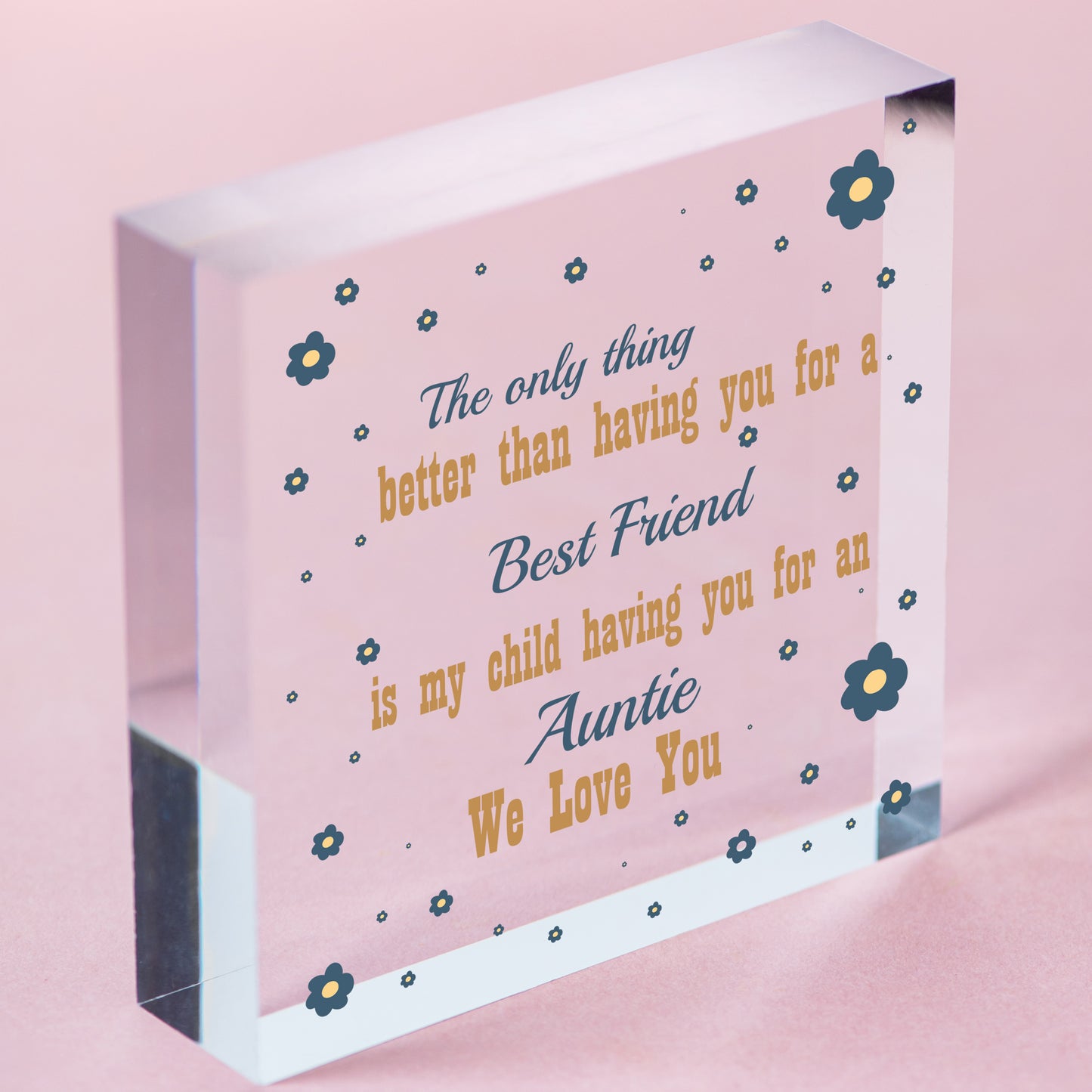 Best Friend Auntie Heart Gift Shabby Chic Birthday Love Keepsake Thank You Sign Free-Standing Block