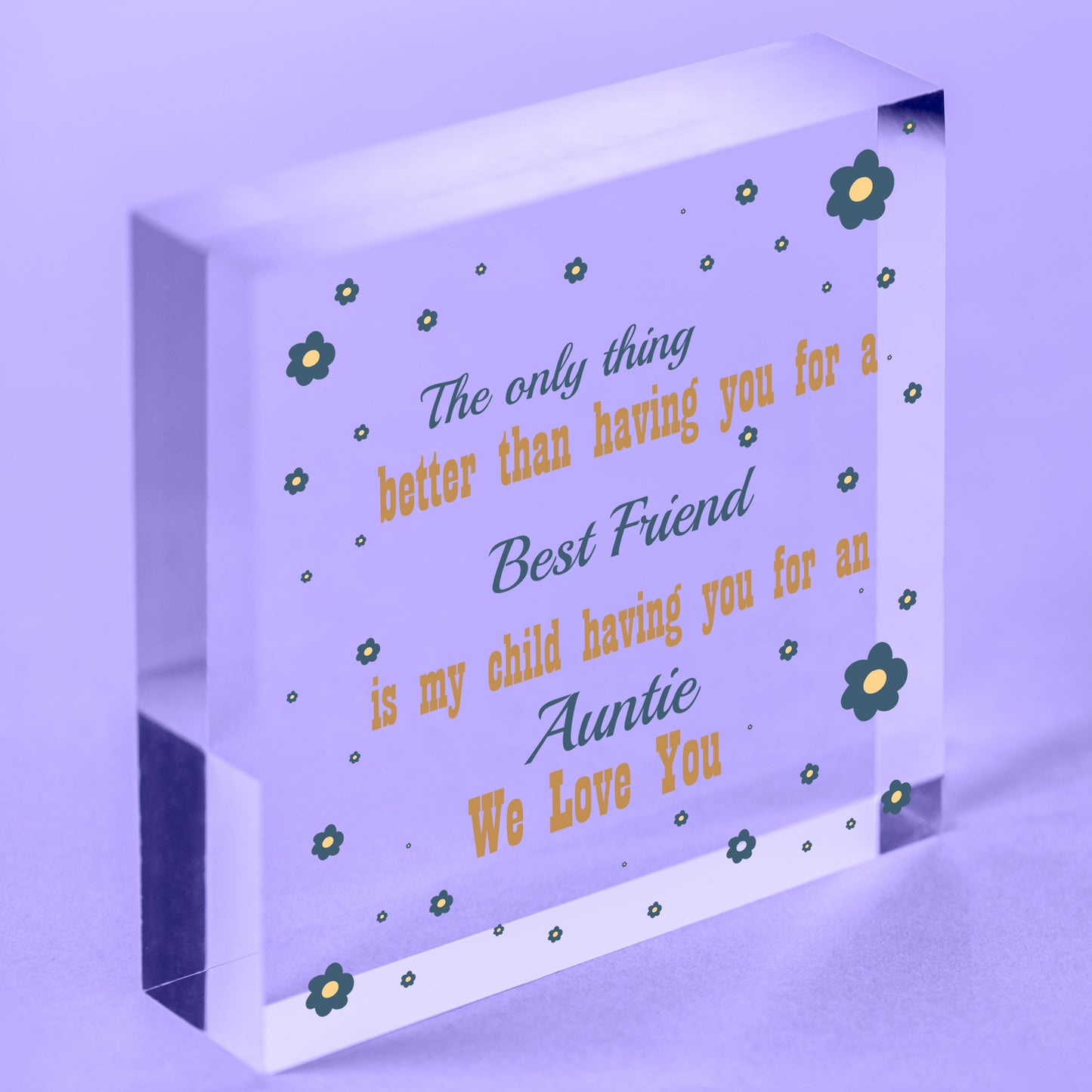 Best Friend Auntie Heart Gift Shabby Chic Birthday Love Keepsake Thank You Sign Free-Standing Block