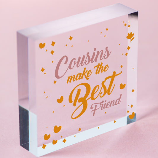 Cousin Heart Plaque Best Friend Friendship Sign Wooden Birthday Christmas Gifts Free-Standing Block