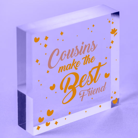 Cousin Heart Plaque Best Friend Friendship Sign Wooden Birthday Christmas Gifts Free-Standing Block