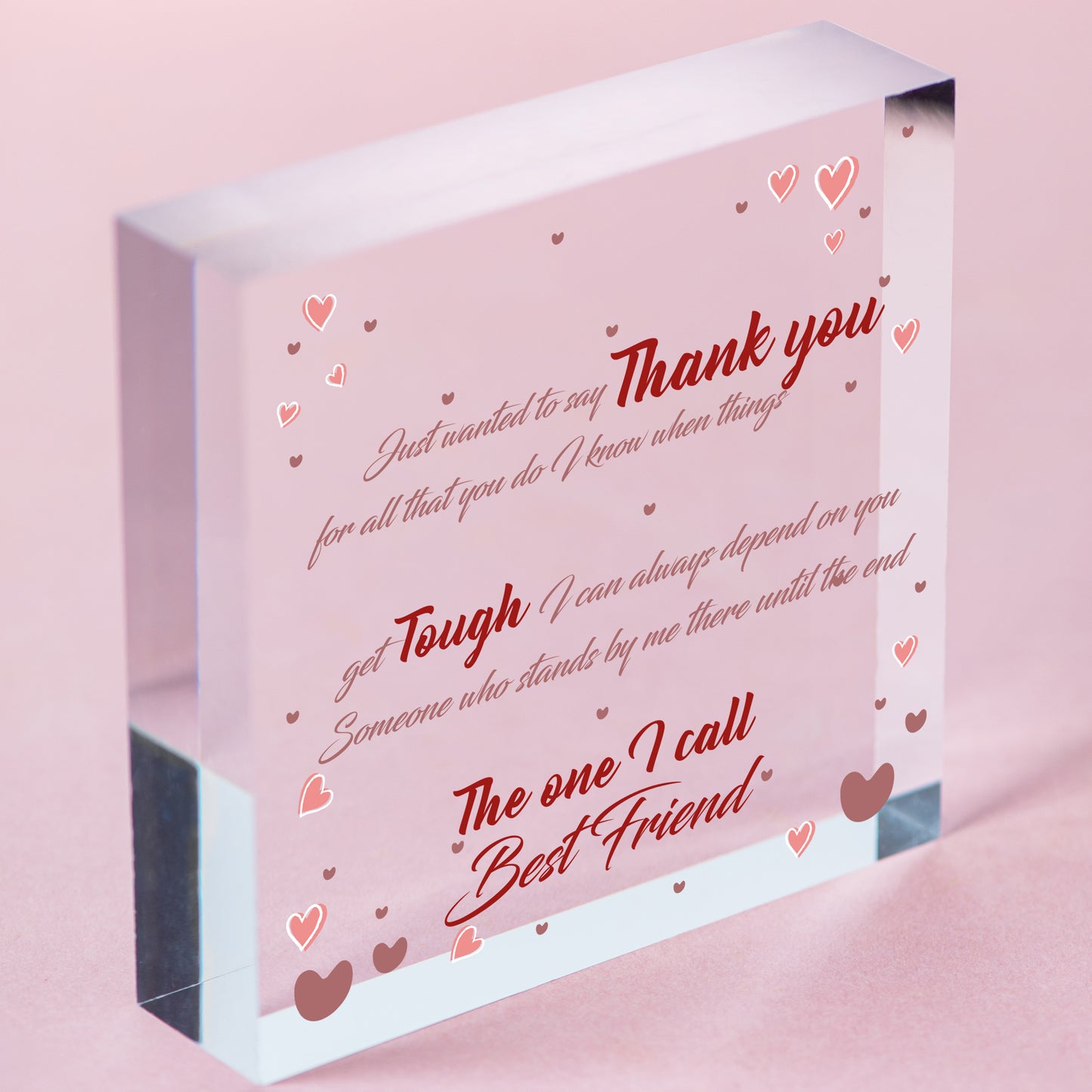 Friendship Thank You Birthday Gift Best Friend Plaque Wooden Heart Sign Keepsake Free-Standing Block