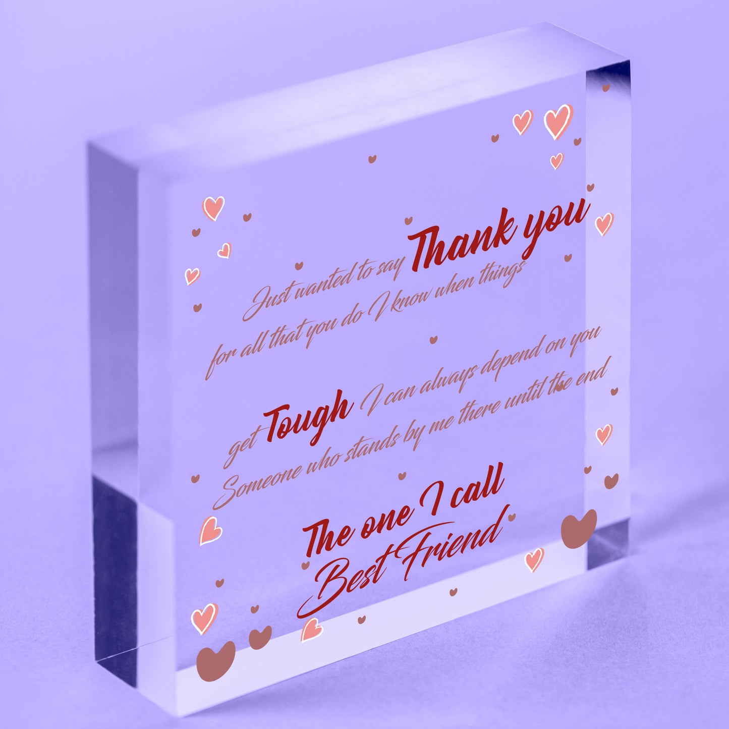 Friendship Thank You Birthday Gift Best Friend Plaque Wooden Heart Sign Keepsake Free-Standing Block