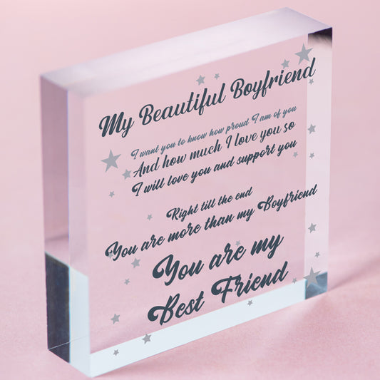 Best Friend Gift Boyfriend Anniversary Birthday Christmas Card Gift Wooden Heart Free-Standing Block