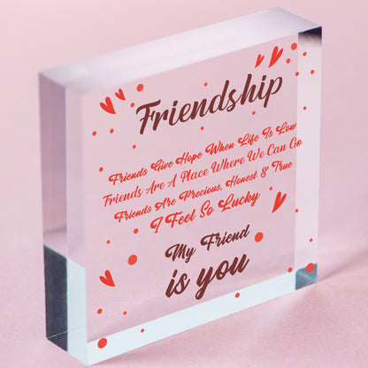 I'm Lucky My Friend Is You Wooden Hanging Heart Friendship Gift Best Friends Free-Standing Block