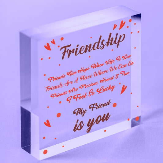 I'm Lucky My Friend Is You Wooden Hanging Heart Friendship Gift Best Friends Free-Standing Block