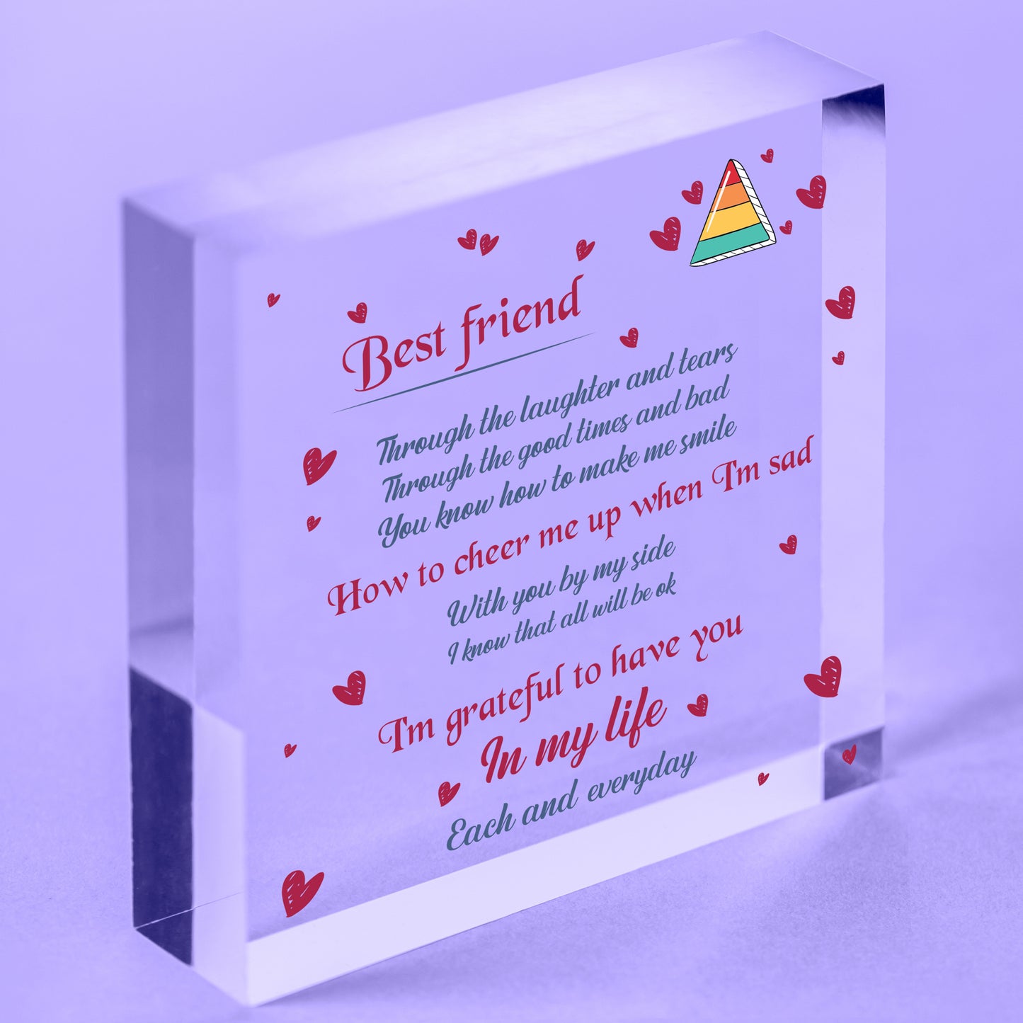 Friendship Sign Best Friend Plaques Gifts Shabby Chic Heart Thank You Keepsakes Free-Standing Block