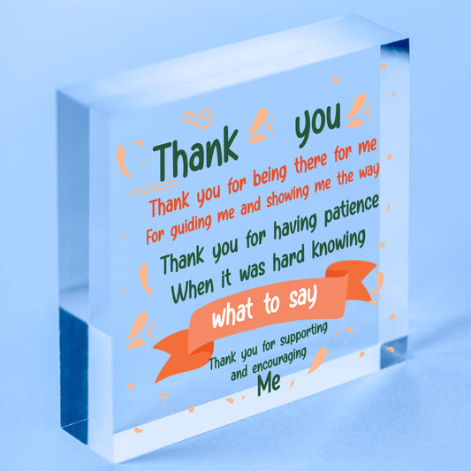 Thank You Gift Plaque Friendship Gift Mum Dad Best Friend Mothers Day Gifts Free-Standing Block