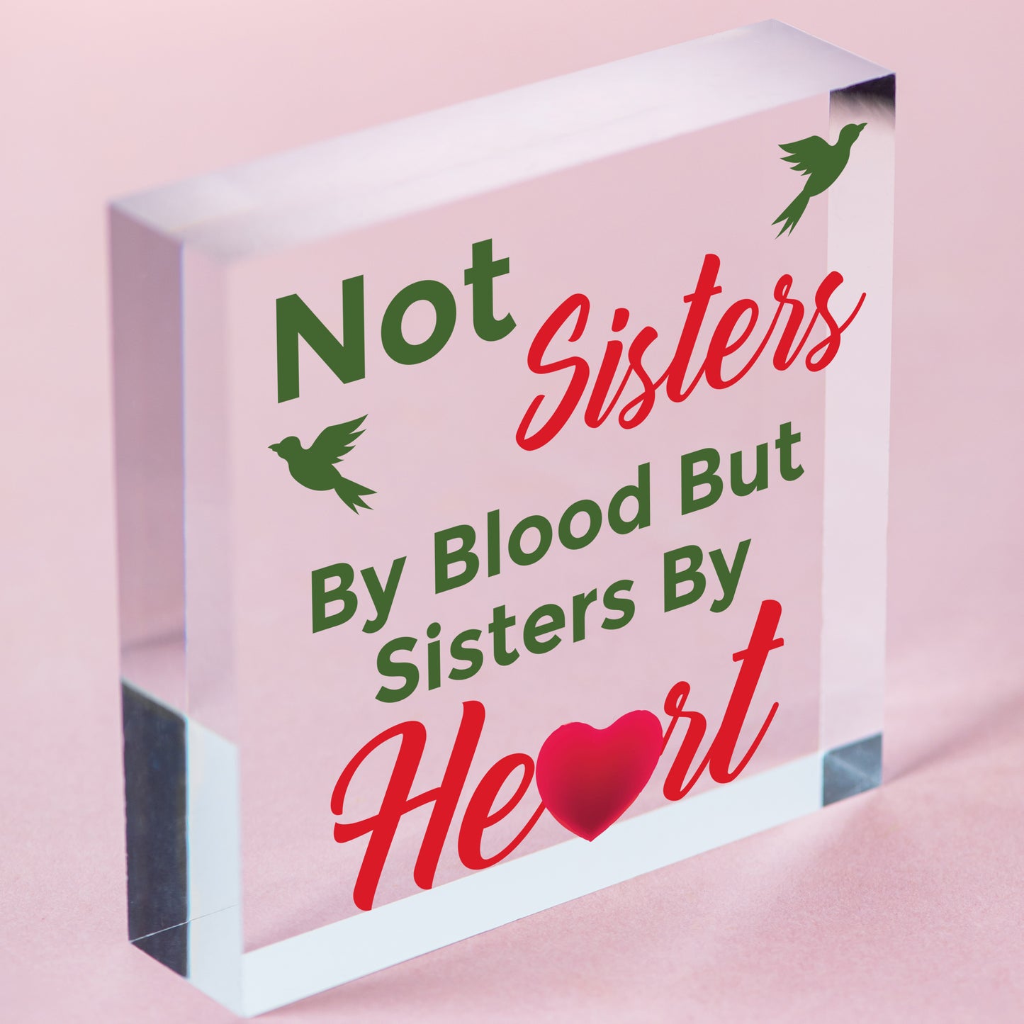 Sisters By Heart Shabby Chic Wooden Hanging Plaque Best Friends Gift Friend Sign Free-Standing Block