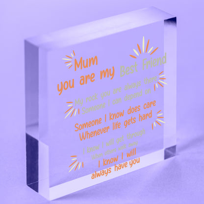 Mum Mummy Best Friend Friends Plaque Heart Birthday Thank You Daughter Nan Gift Free-Standing Block