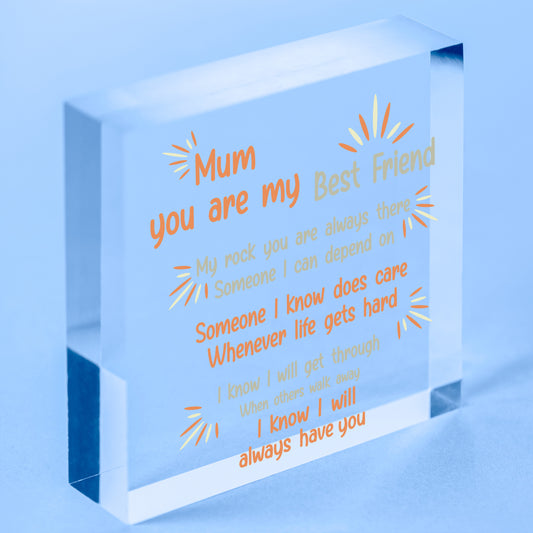 Mum Mummy Best Friend Friends Plaque Heart Birthday Thank You Daughter Nan Gift Free-Standing Block