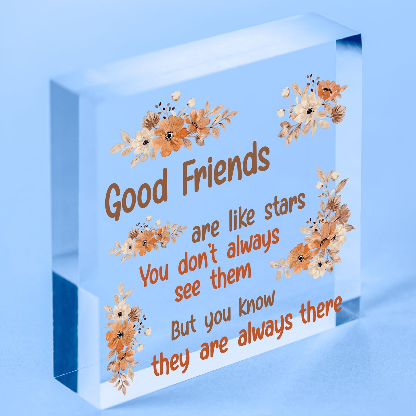 Friendship Sign Gift For Best Friend Birthday Christmas Thank You Engraved Heart Free-Standing Block