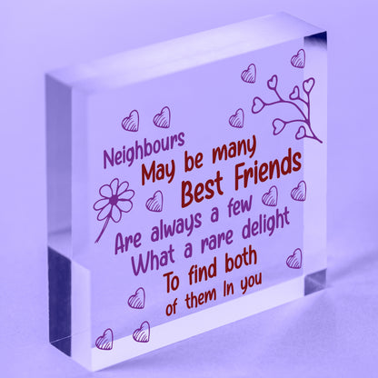 Neighbour Friendship Gift Handmade Wooden Heart Best Friend Plaque Thank You Free-Standing Block