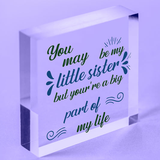 Little Sister Big Part Of My Life Heart Plaque Sister Love Best Friend Thank You Free-Standing Block