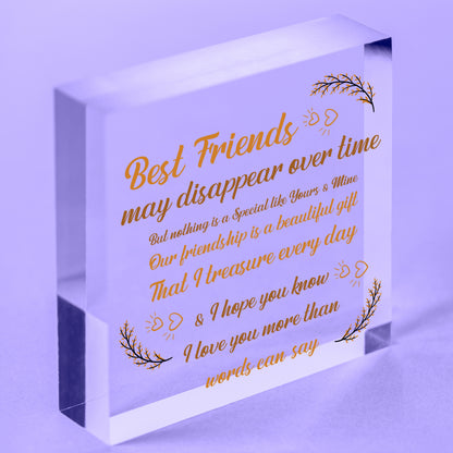 BEST FRIEND GIFTS Wooden Heart Sign Best Friend Birthday Card Thank You Gifts Free-Standing Block