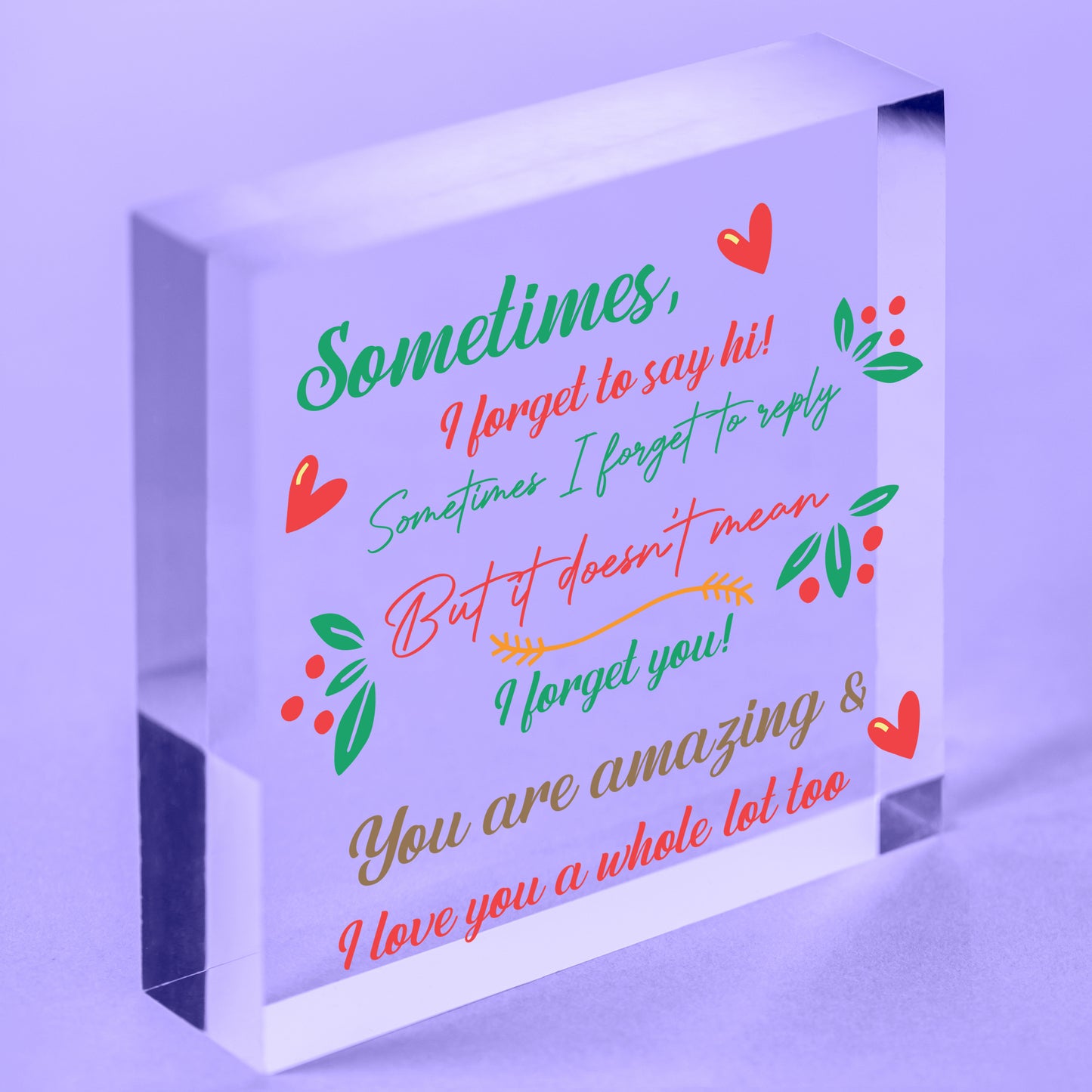 THANK YOU Gift For Best Friend Heart Friendship Keepsake Christmas Birthday Gift Free-Standing Block