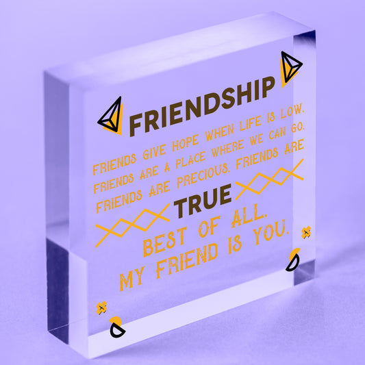 Friend Is You Friendship Best Friends Love Gift Hanging Plaque Home Present Sign Free-Standing Block