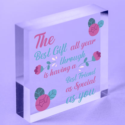 Best Friend Sister Friendship Plaque Thank You Gift Wooden Heart Keepsake Gifts Free-Standing Block