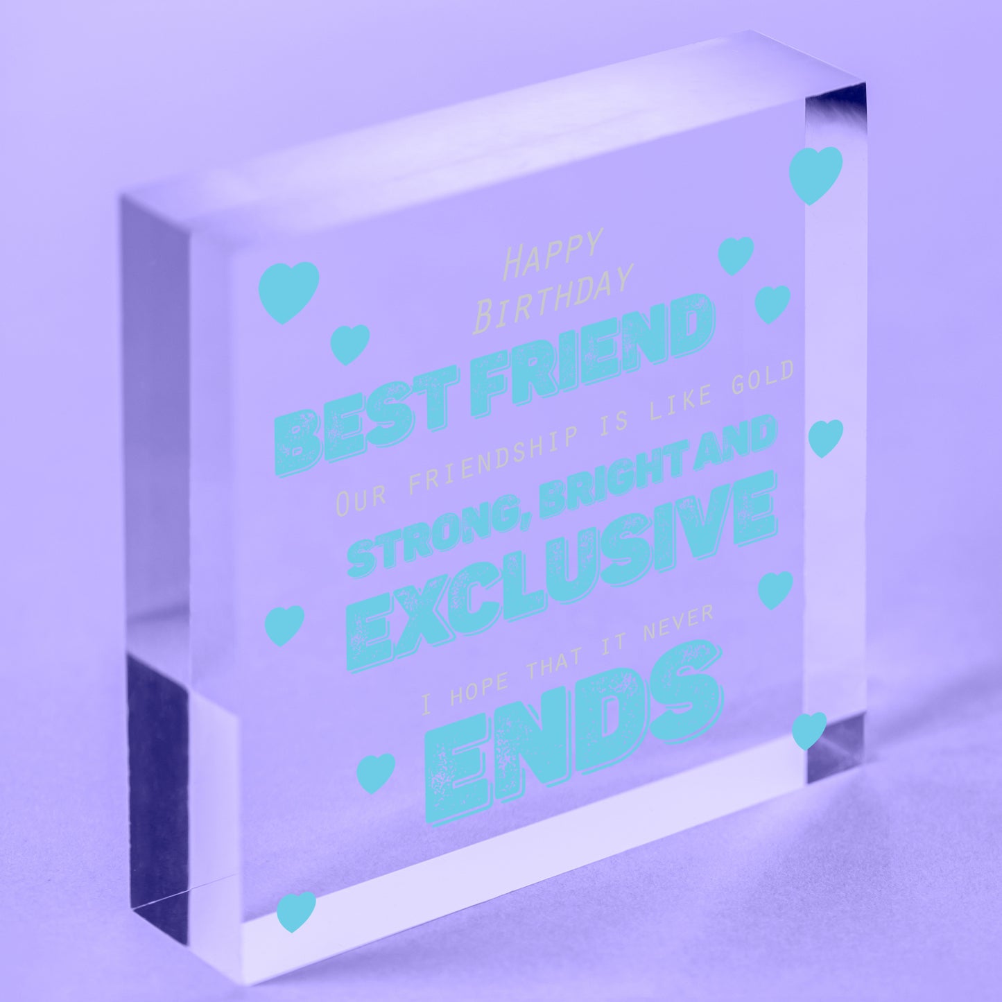 Birthday Best Friend Gift Wooden Heart Friendship Sign Thank You Keepsake Gift Free-Standing Block