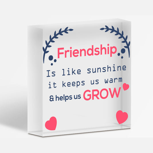 Friendship Like Sunshine Wood Heart Sign Best Friend Gift Thank You Birthday Free-Standing Block