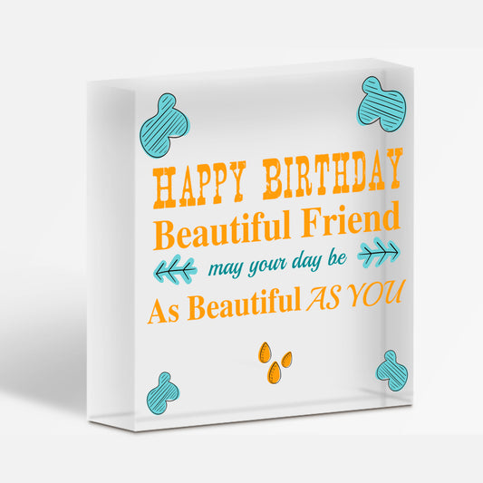 Handmade Happy Birthday Friendship Sign Best Friend Plaque Wooden Heart Keepsake Free-Standing Block