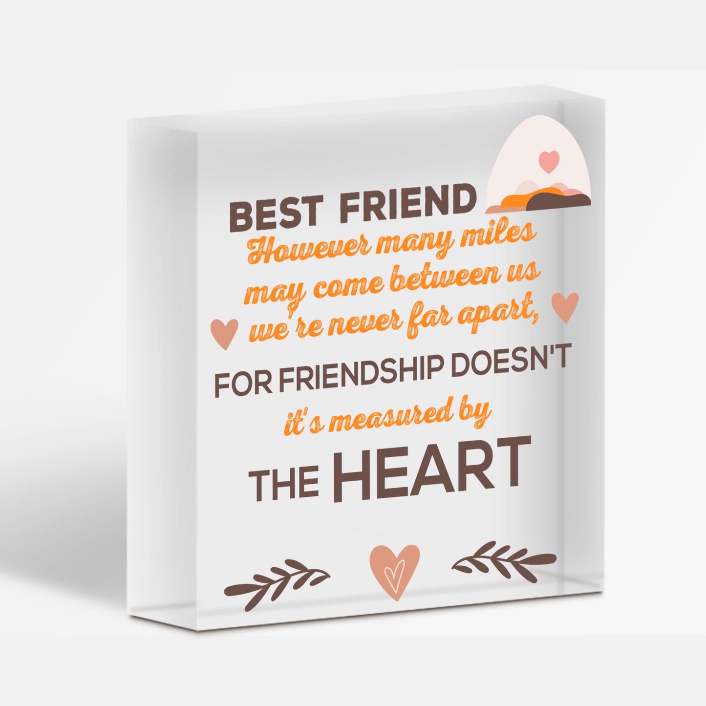 Friendship Measured By Heart Wooden Floral Hanging Heart Sign Best Friends Gift Free-Standing Block