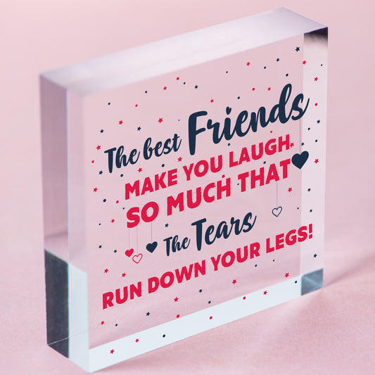 Friend Friendship Plaque Sign Funny Wooden Gift BEST FRIENDS TEARS Shabby Chic Free-Standing Block