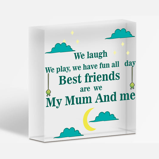 Cute Mum Gift Best Friend Wooden Heart Mother Daughter Gift Birthday Xmas Gift Free-Standing Block