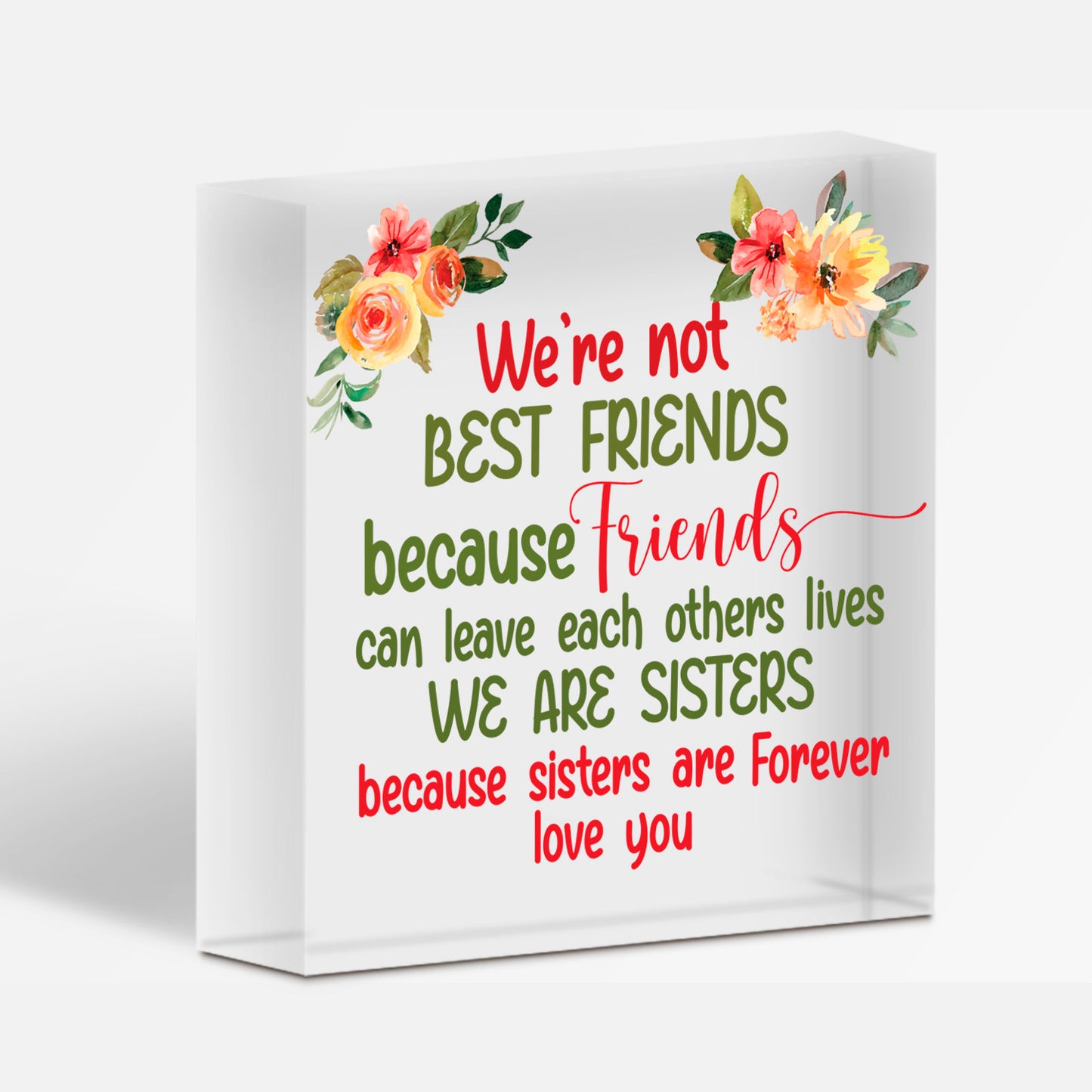 Thank You Sisters Friendship Plaques Wooden Heart Christmas Best Friend Gifts Free-Standing Block