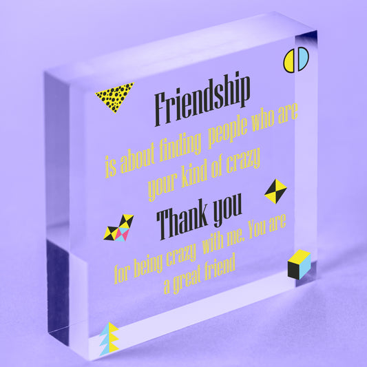 Crazy Friendship Sign Best Friend Hanging Plaque Thank You Family Birthday Gift Free-Standing Block