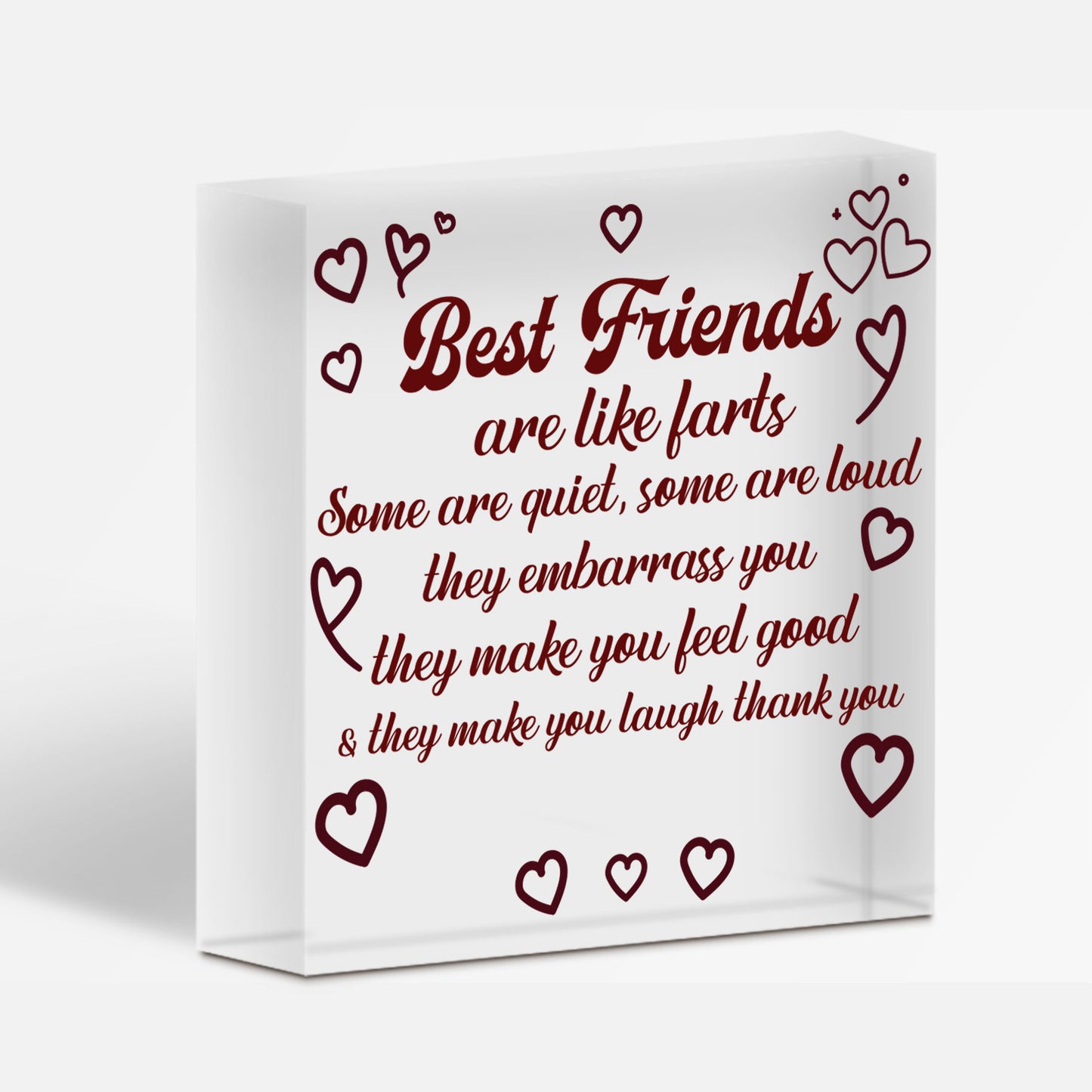 Funny Friendship Gifts For Women Handmade Wooden Heart Sign Gift For Best Friend Free-Standing Block