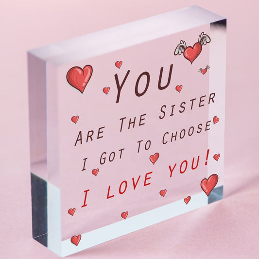 Sister Gift Sister Birthday Christmas Gift Best Friend Gift Mirror Acrylic Heart Free-Standing Block