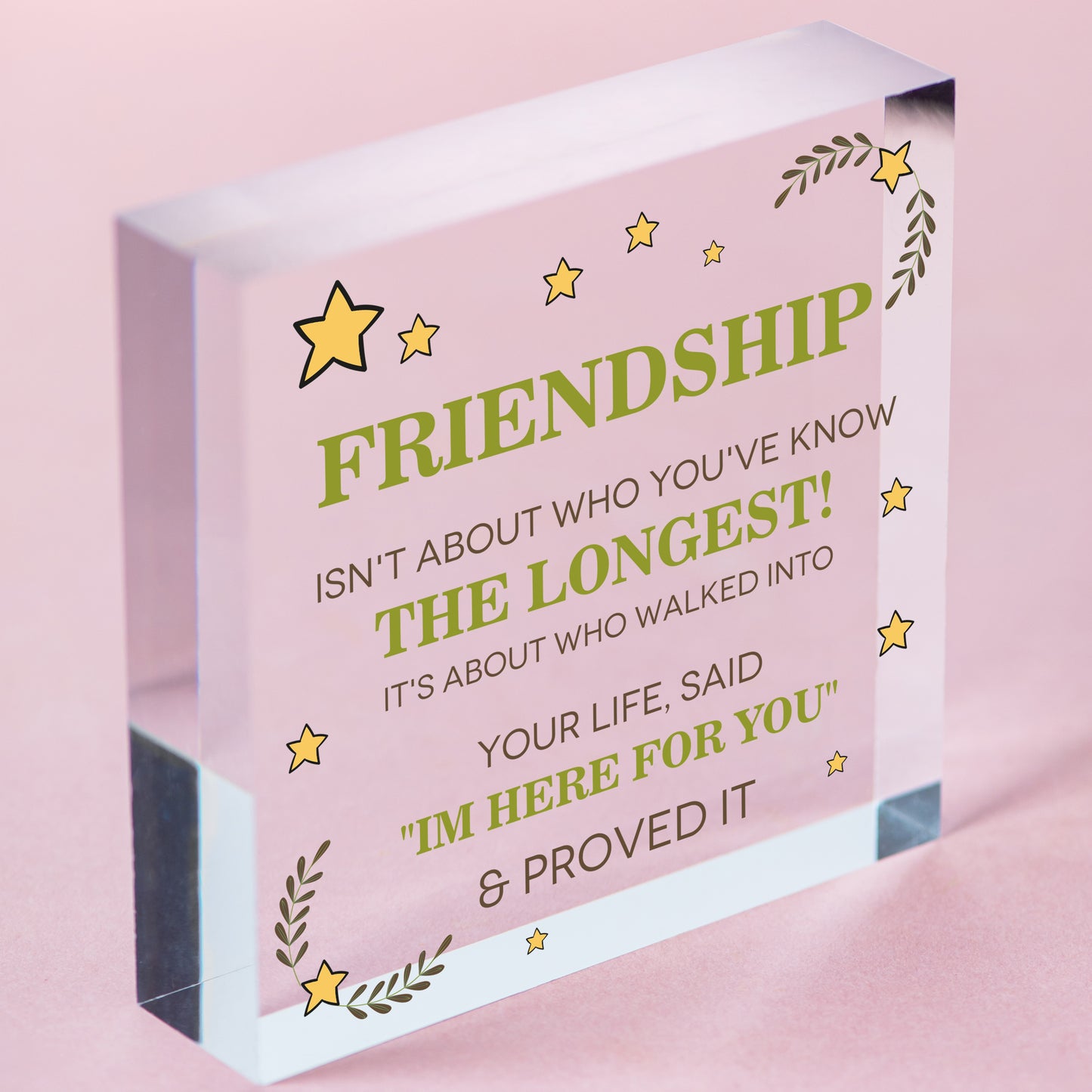 Friendship Plaque Engraved Hanging Heart Gift For Best Friend Birthday Thank You Free-Standing Block