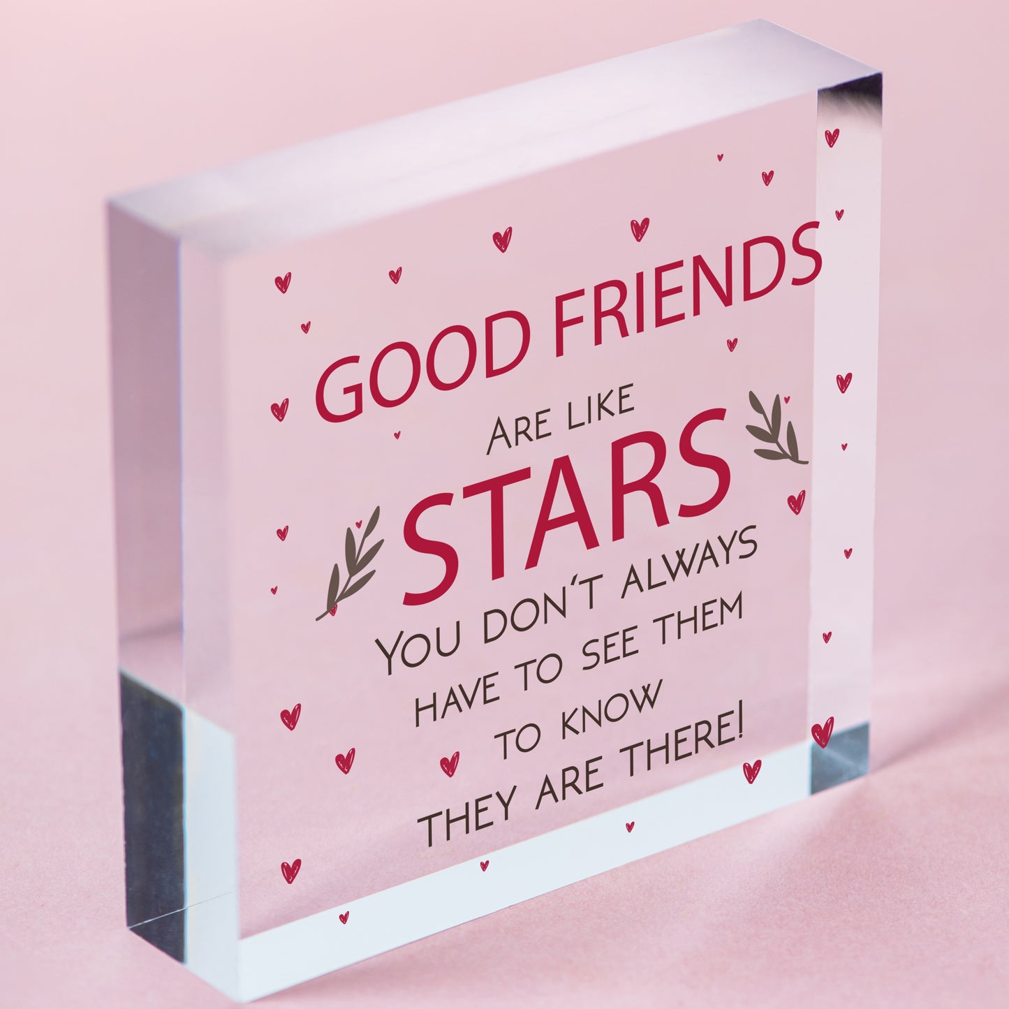 Friends Like Stars Plaque Best Friend Plaque Engraved Heart Thank You Gift Free-Standing Block