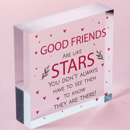 Friends Like Stars Plaque Best Friend Plaque Engraved Heart Thank You Gift Free-Standing Block