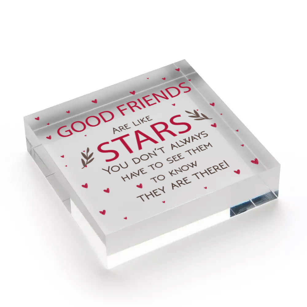 Friends Like Stars Plaque Best Friend Plaque Engraved Heart Thank You Gift Free-Standing Block