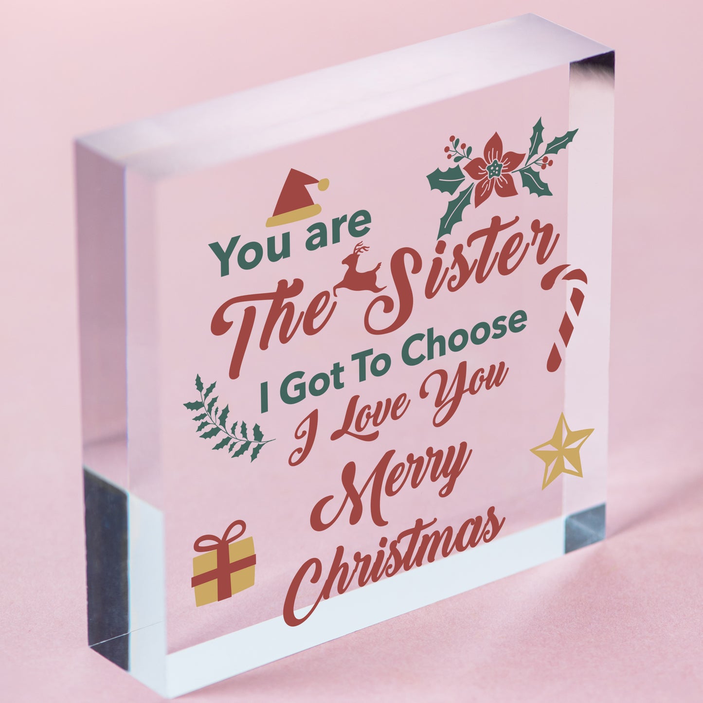 Sister I Got To Choose Plaque Best Friend Christmas Gift Heart Friendship Sign Free-Standing Block