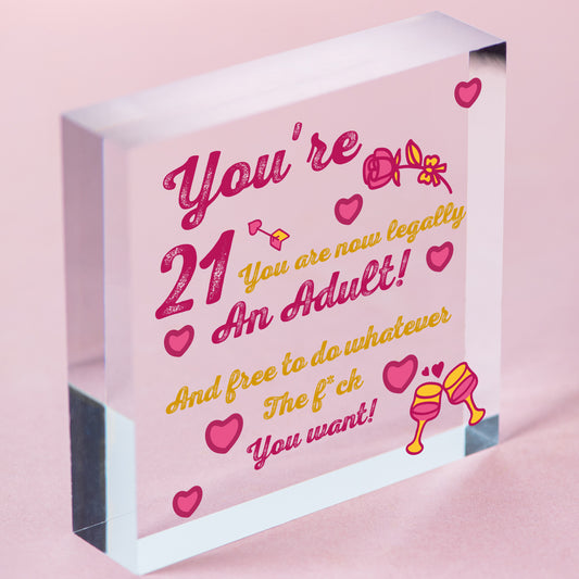 Funny Rude 21st Birthday Card For Best Friend Daughter Sister Son Funny Gifts Free-Standing Block