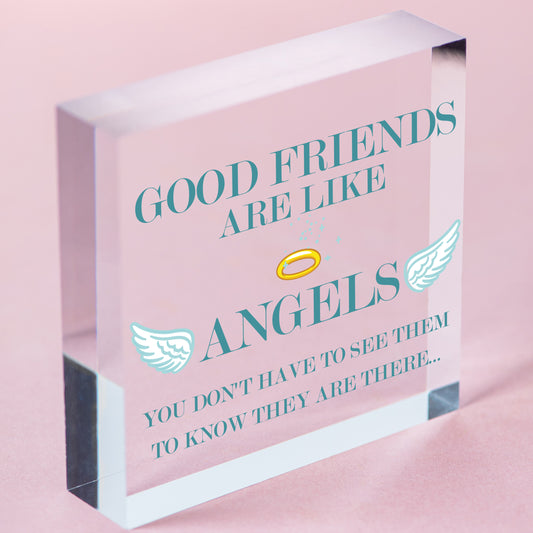 Good Friends Are Like Angels Friendship Gift Hanging Plaque Best Friend Sign Free-Standing Block