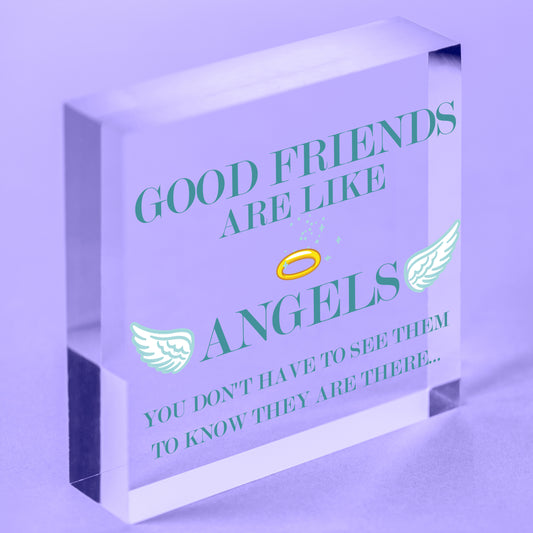 Good Friends Are Like Angels Friendship Gift Hanging Plaque Best Friend Sign Free-Standing Block