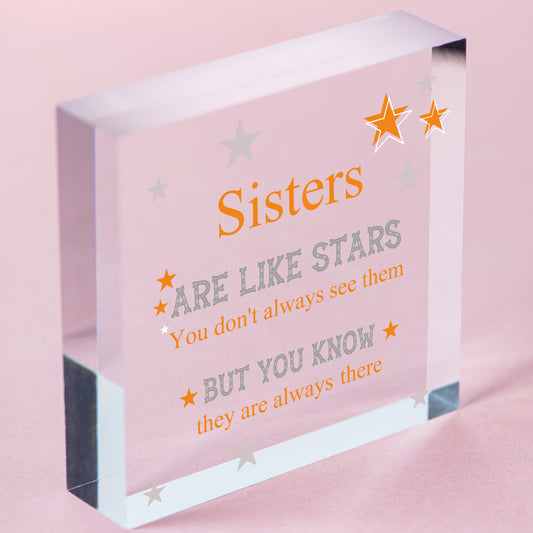 Sisters Are Like Stars Wooden Heart Thank You Gift For Birthday Best Friend Gift Free-Standing Block