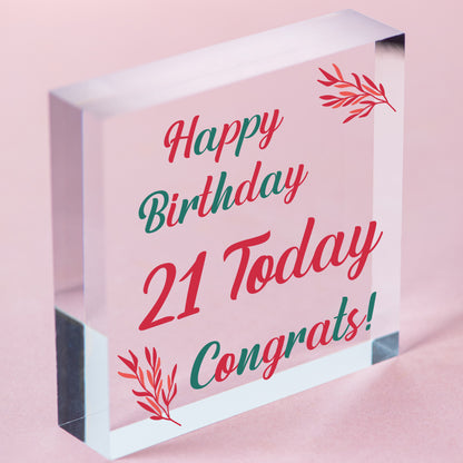 Happy Birthday Gifts 21st Decorations 21 Accessories Best Friend GIFT For Her Free-Standing Block