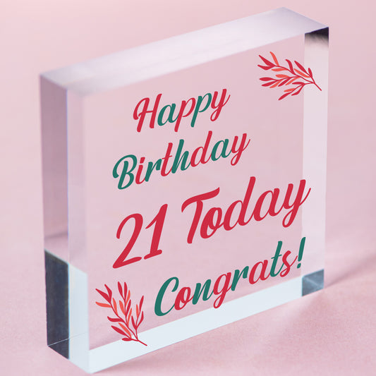 Happy Birthday Gifts 21st Decorations 21 Accessories Best Friend GIFT For Her Free-Standing Block