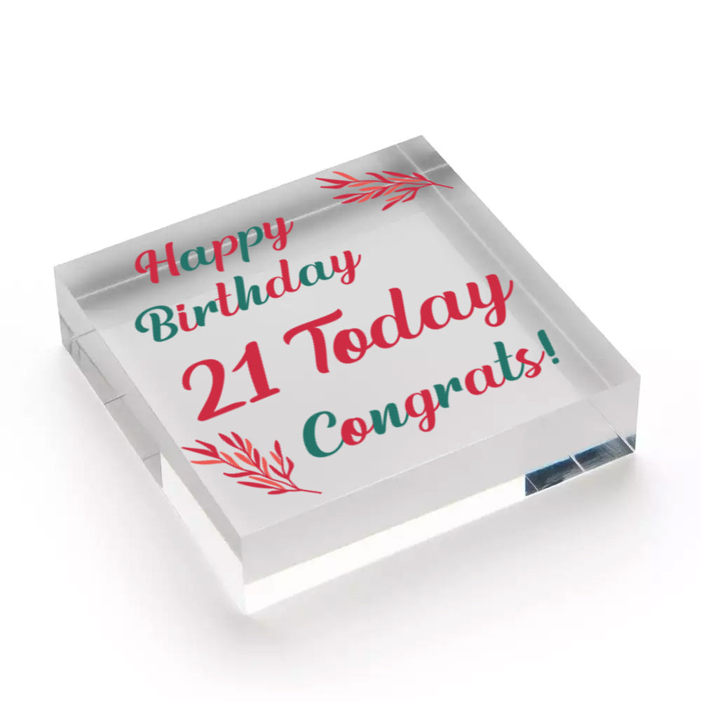 Happy Birthday Gifts 21st Decorations 21 Accessories Best Friend GIFT For Her Free-Standing Block