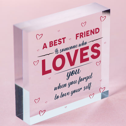 Best Friend Gift For Women Handmade Wooden Heart Friendship Plaque Sign Keepsake Free-Standing Block