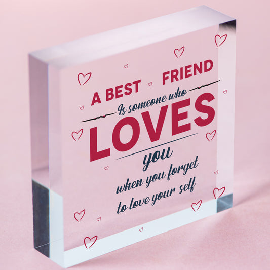 Best Friend Gift For Women Handmade Wooden Heart Friendship Plaque Sign Keepsake Free-Standing Block