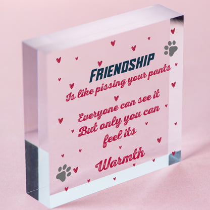 Funny Friendship Gift For Friend Engraved Oak Wood Heart Gift For Best Friend Free-Standing Block